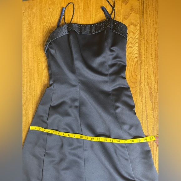 Mori Lee Satin Navy Bridesmaid Prom Dress Size 3/4 - Picture 6 of 8